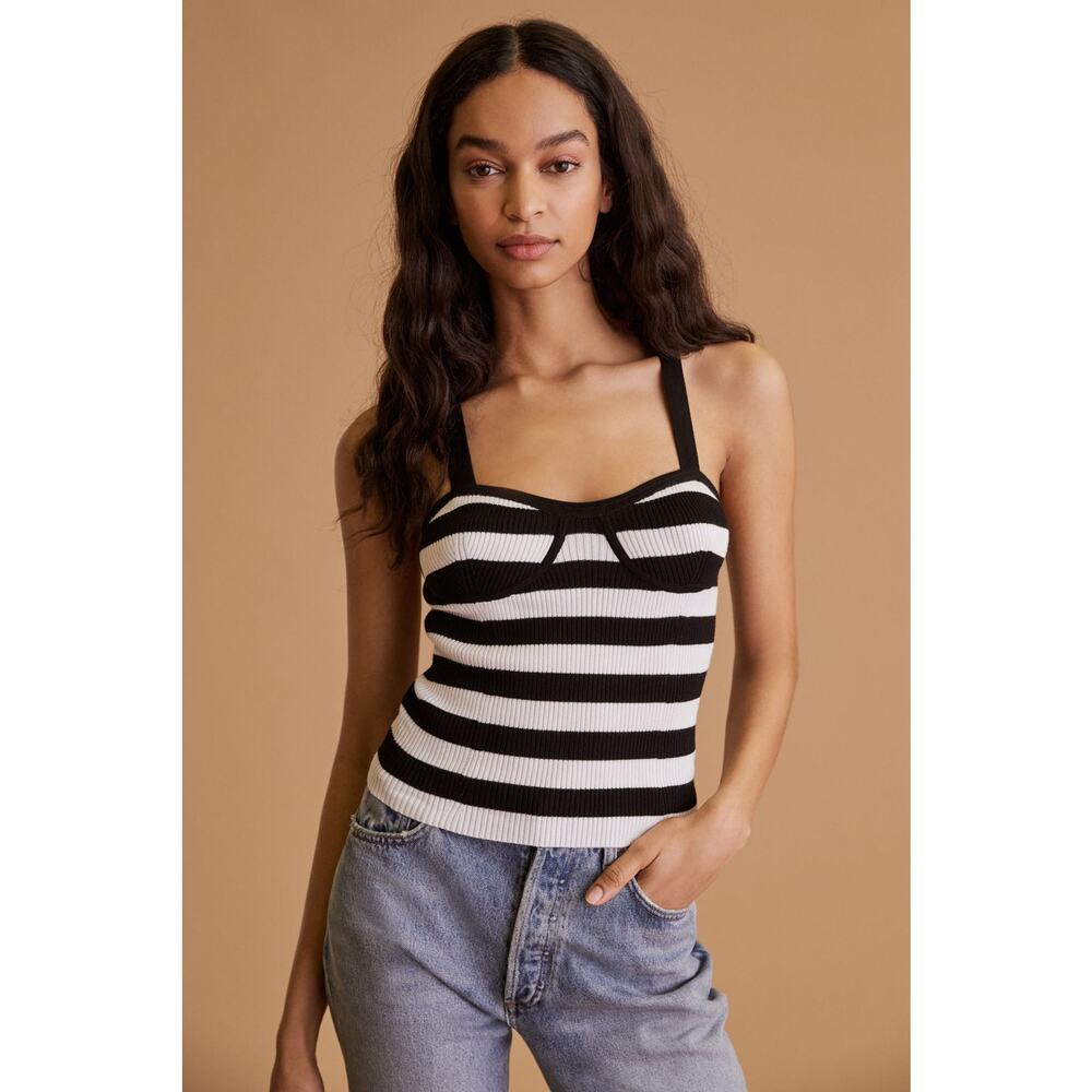 NWT Anthropologie Maeve Black Striped Corset Tank - Various
